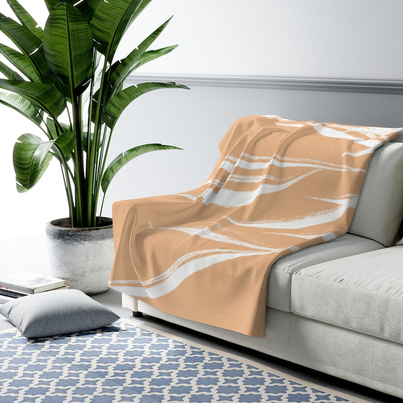 Cozy Comfy Blankets, Beige White Leaves, Desert Terracotta
