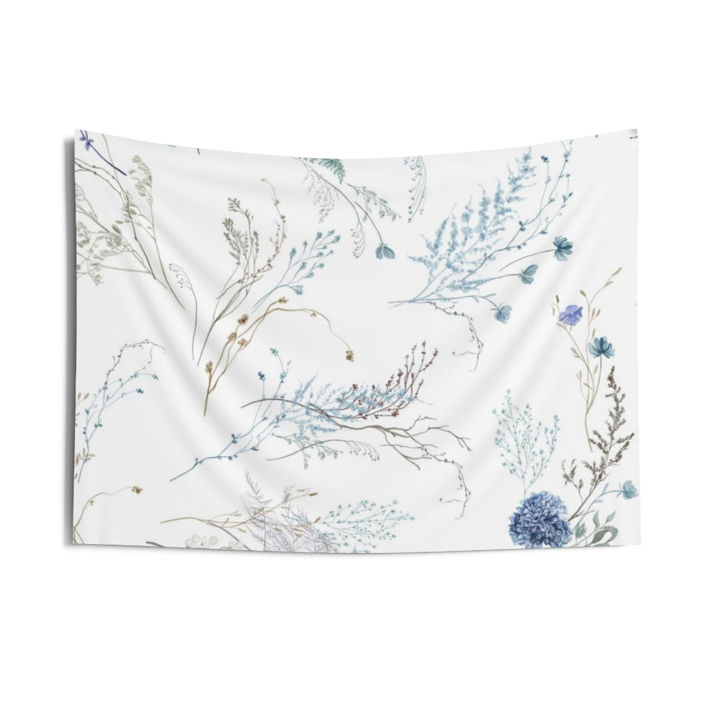 Floral Tapestry | White Pastel Blue