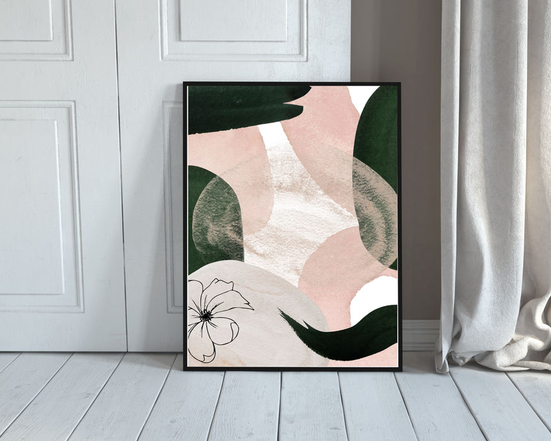 Abstract Boho Art Prints | Beige Pink Green Gold