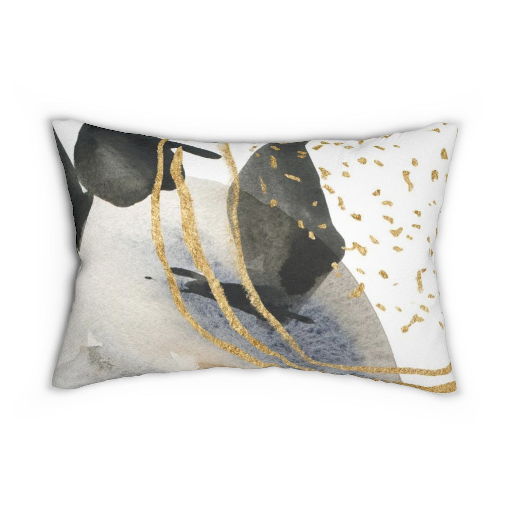 Abstract Lumbar Pillow | Black Beige Gold