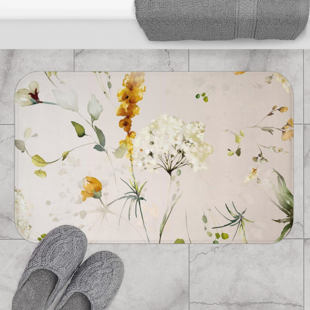 modern floral bath mat