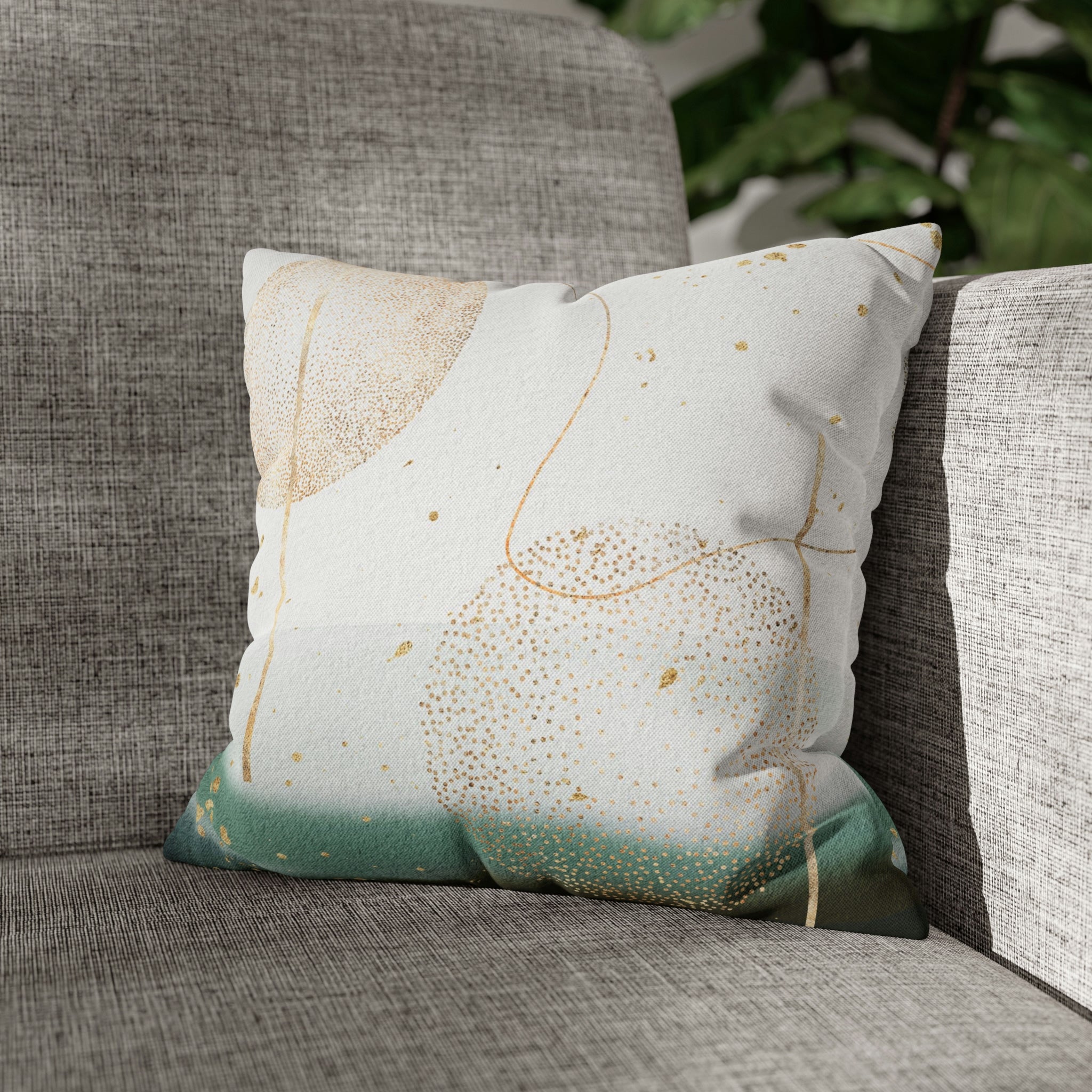 Abstract Boho Pillow Cover | Green Ombre Beige