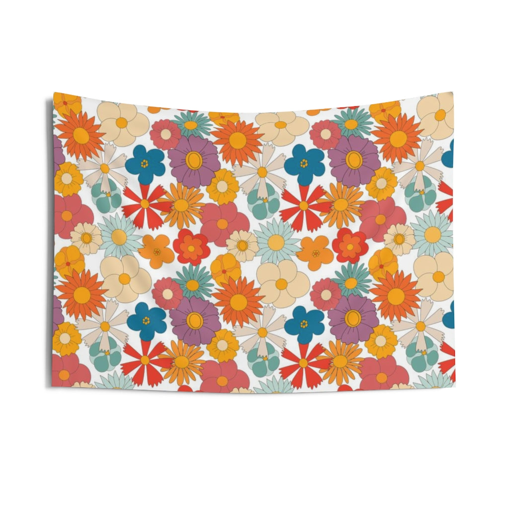 Floral Tapestry | Orange Red Green Beige