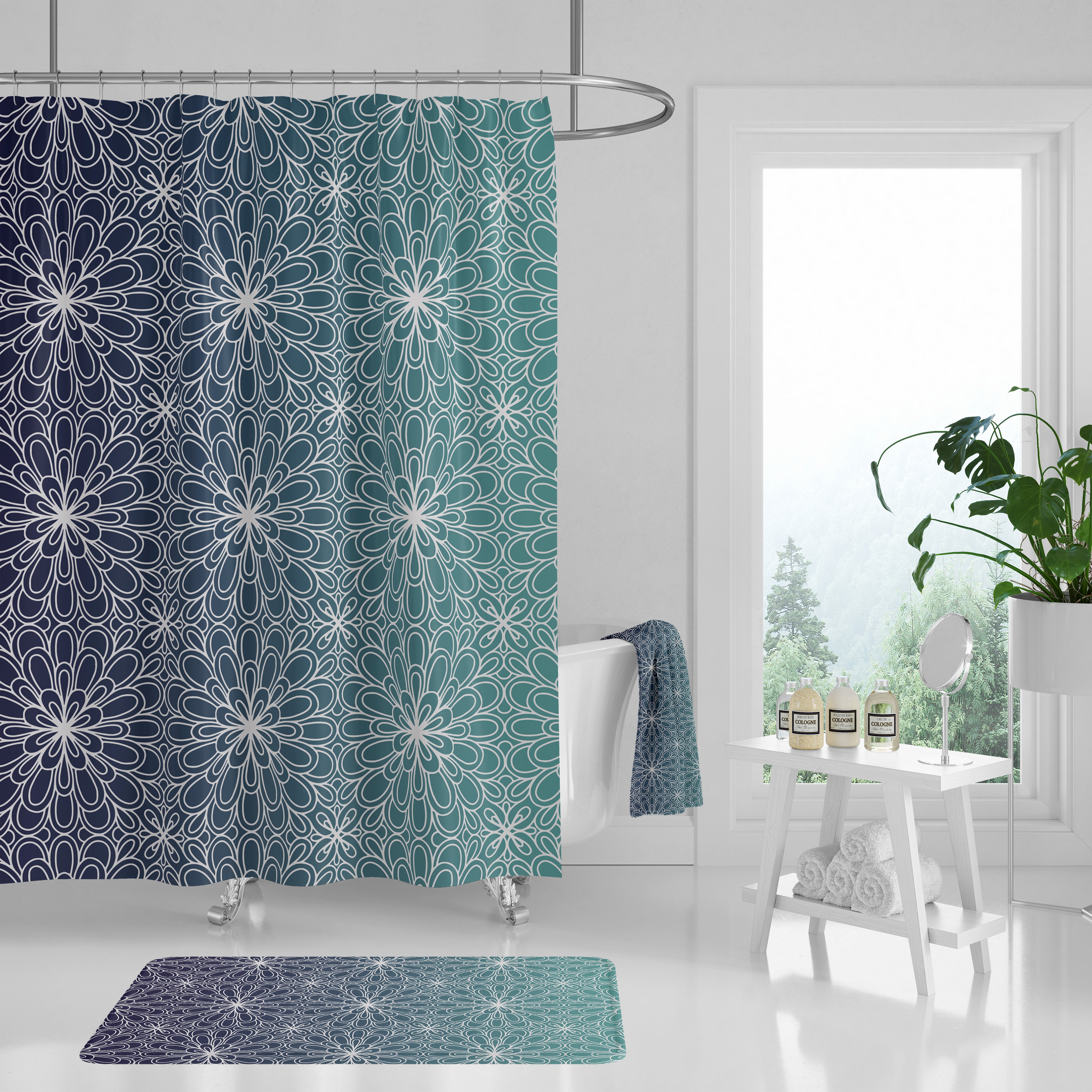 modern boho fabric shower curtain