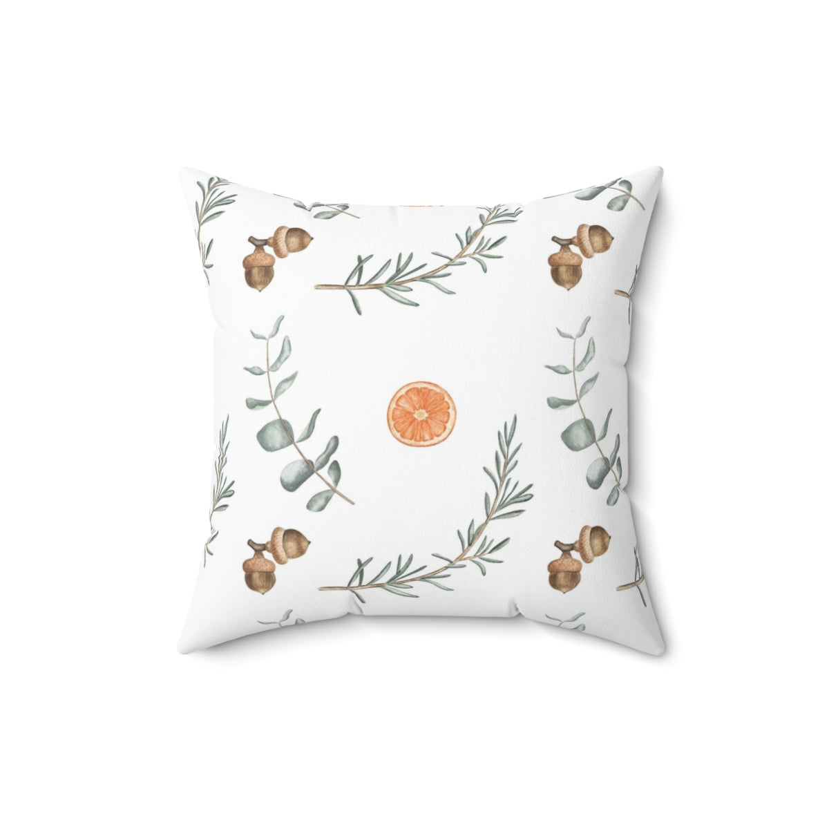 Christmas Square Pillow Cover | Floral Citrus Pine Needles