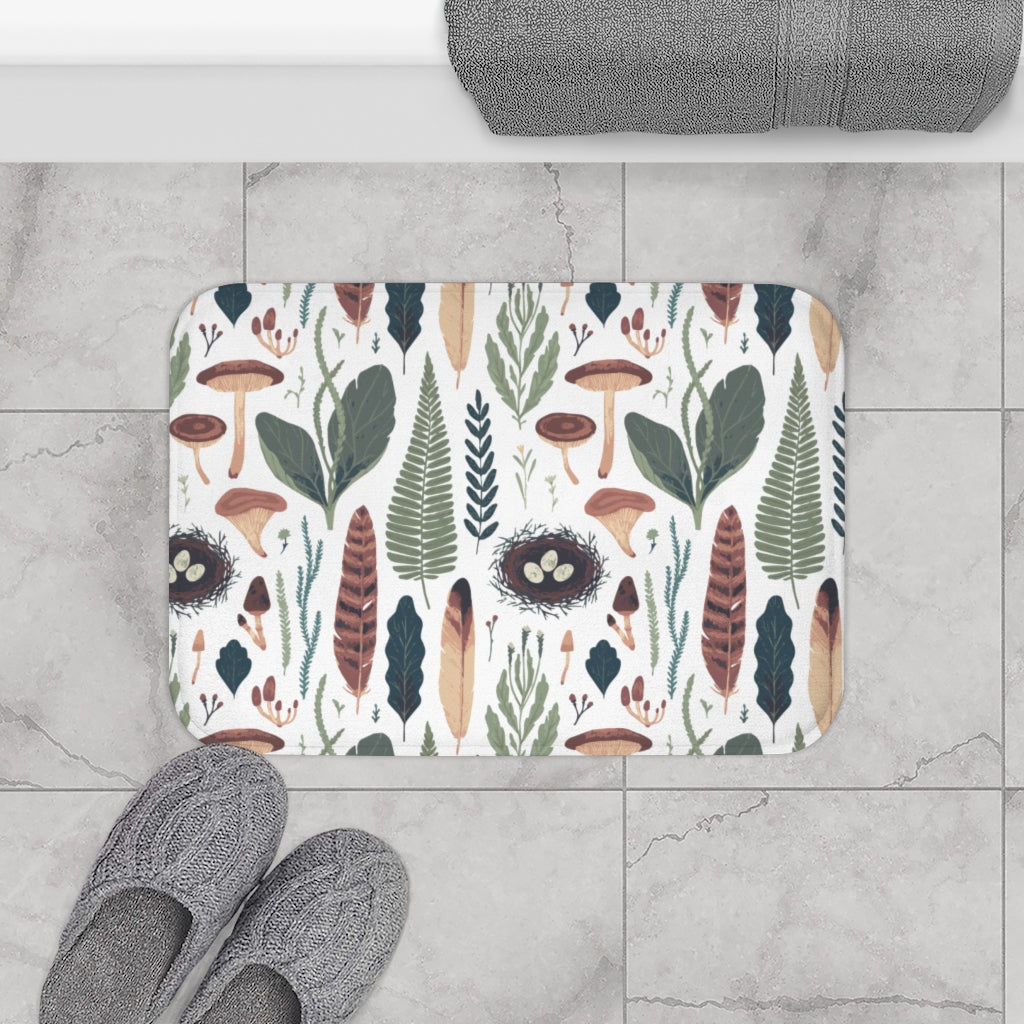 Nature, Mushrooms, Floral Bath Mat