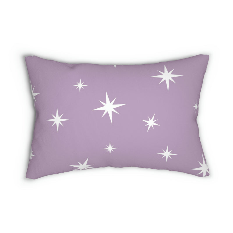 Minimalist Lumbar Pillow | White Lavender Atomic Stars