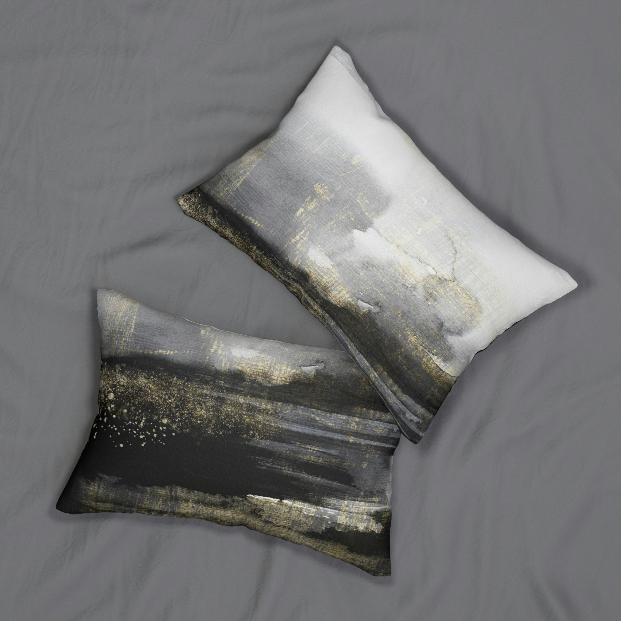 Abstract Lumbar Pillow | Black Gray White Ombre