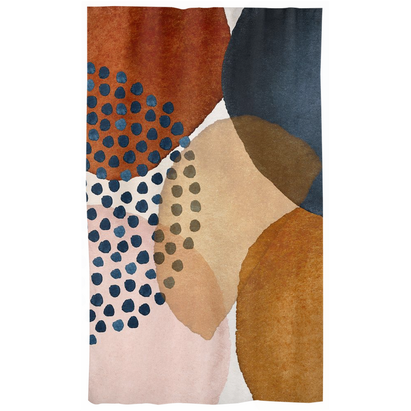 Abstract Window Curtains | Navy Rust