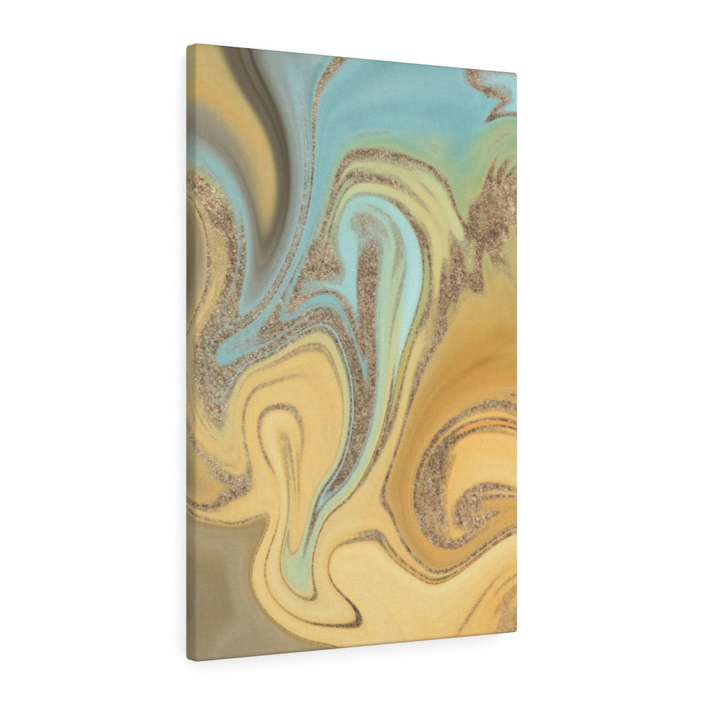 ABSTRACT WALL CANVAS ART | Mint Green Gold Yellow