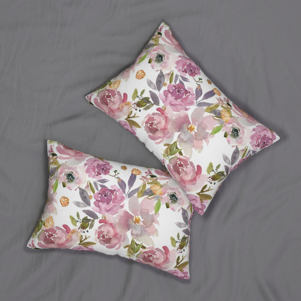 Floral Boho Lumbar Pillow | Pastel Pink Roses