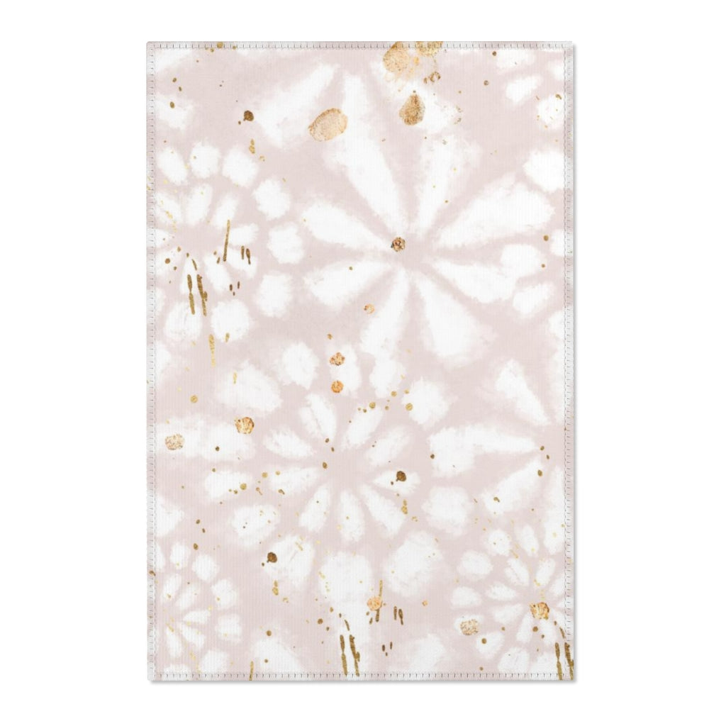 Boho Area Rug |  Blush Pink White Gold