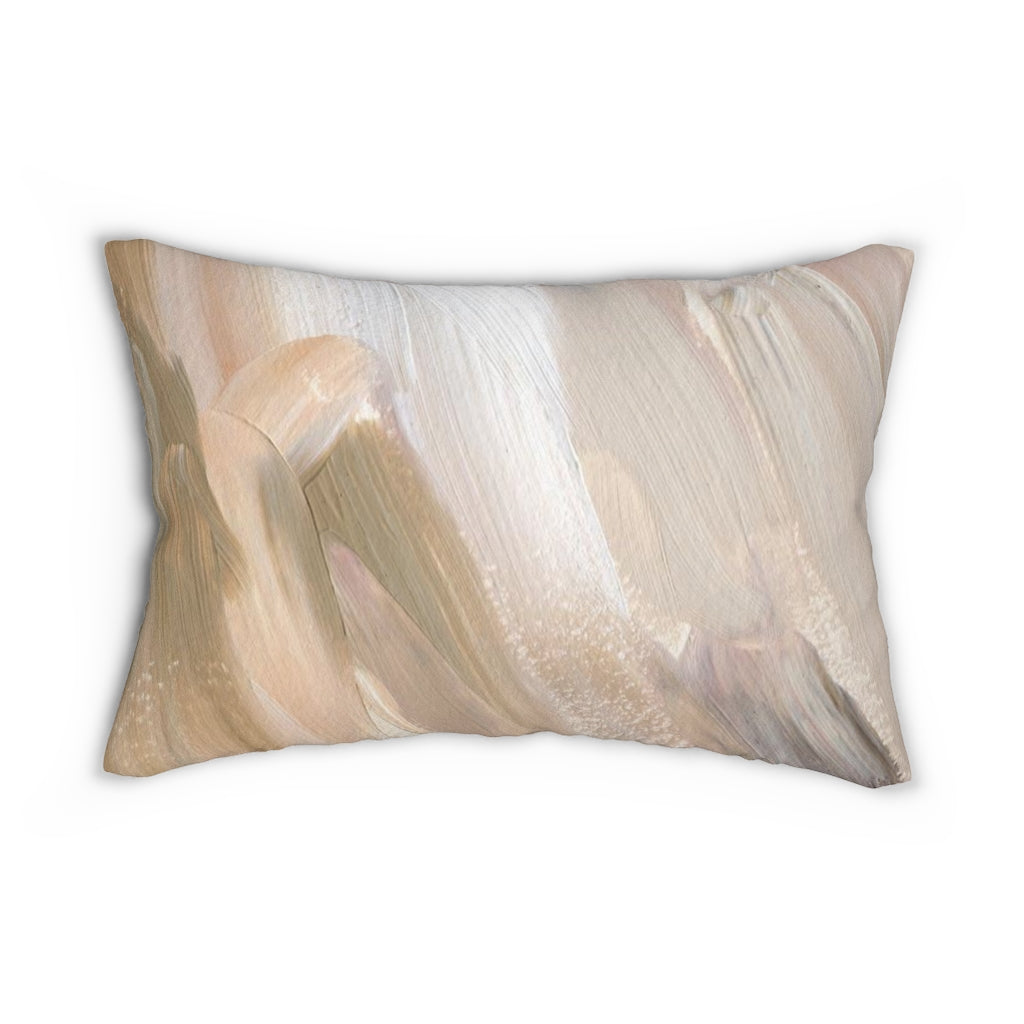 Abstract Boho Lumbar Pillow | Beige Brown White