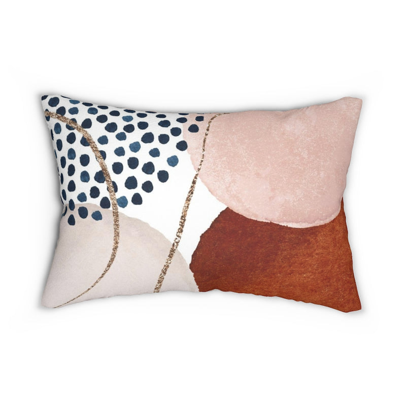 Abstract Boho Lumbar Pillow | Rust Brown Blush Pink Gold
