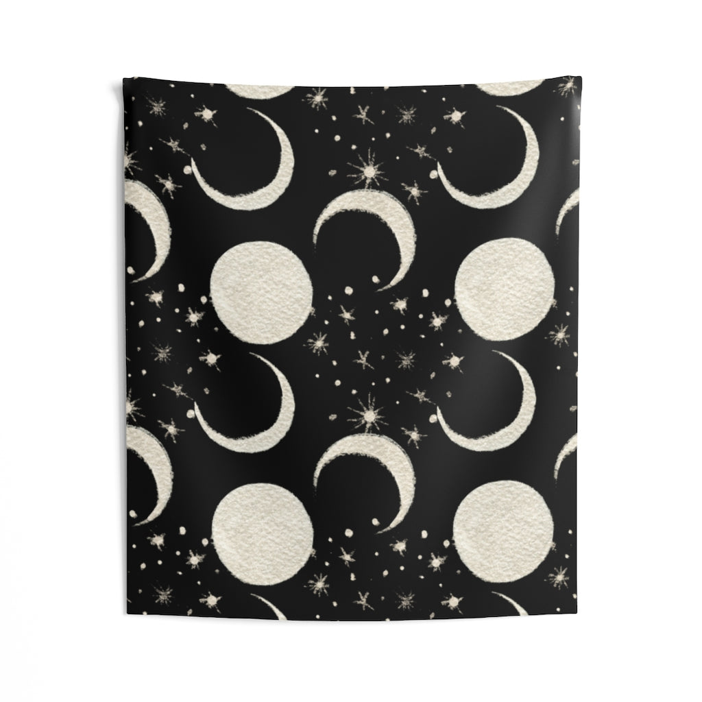 Mystical Tapestry | Beige Black Moon Phases