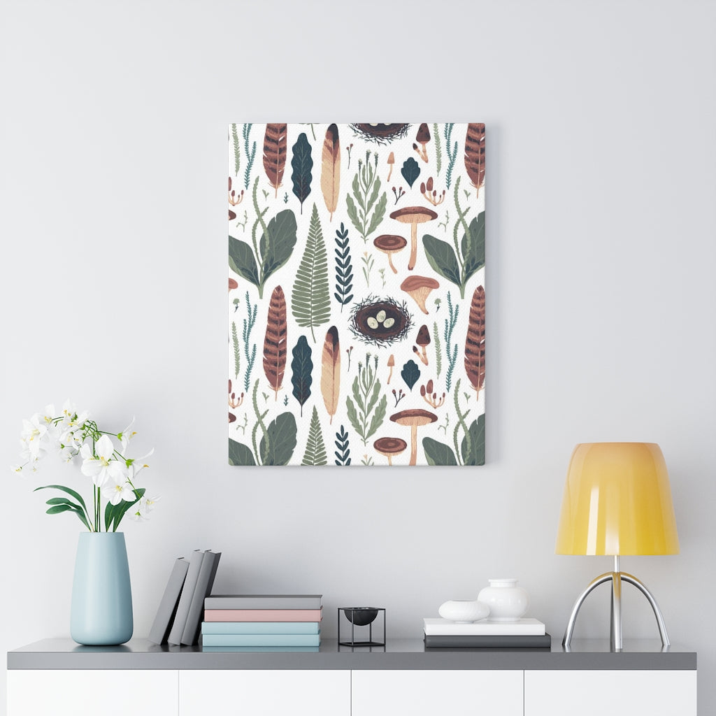 FLORAL WALL CANVAS ART | Green White Beige Burgundy