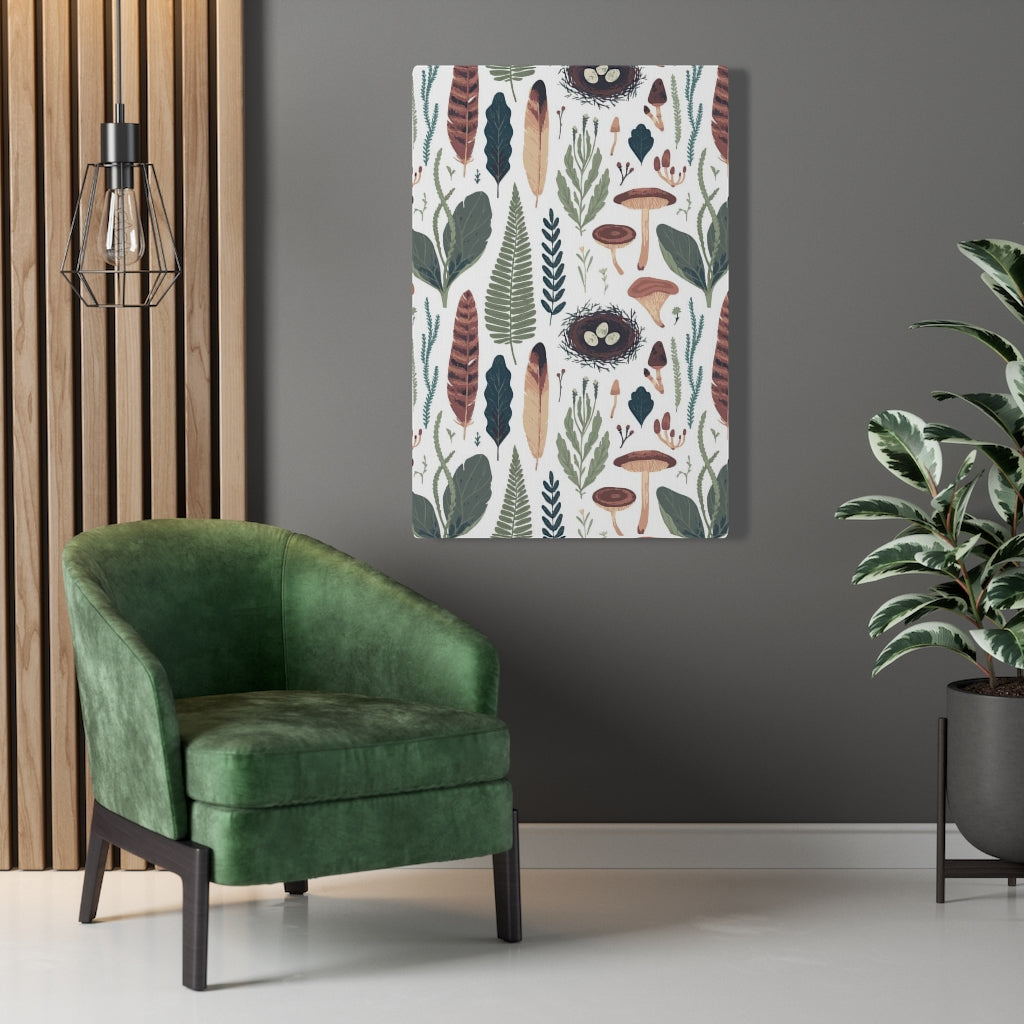 FLORAL WALL CANVAS ART | Green White Beige Burgundy