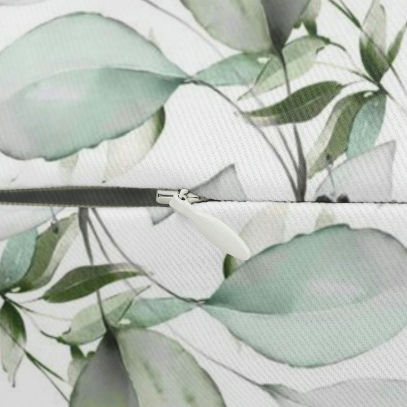 Floral Lumbar Pillow | White Sage Green Eucalyptus