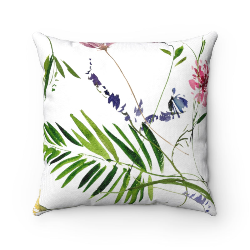 Floral Boho Pillow Cover | Tropical Greenery Palm Leaves White