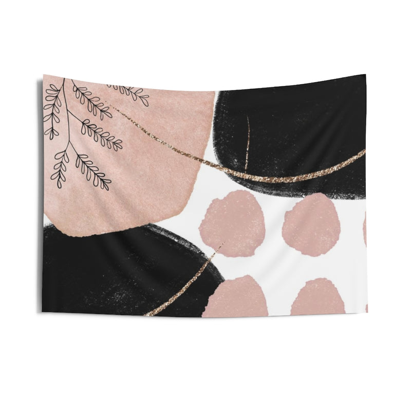 Floral Tapestry | Pastel Pink Black White Gold
