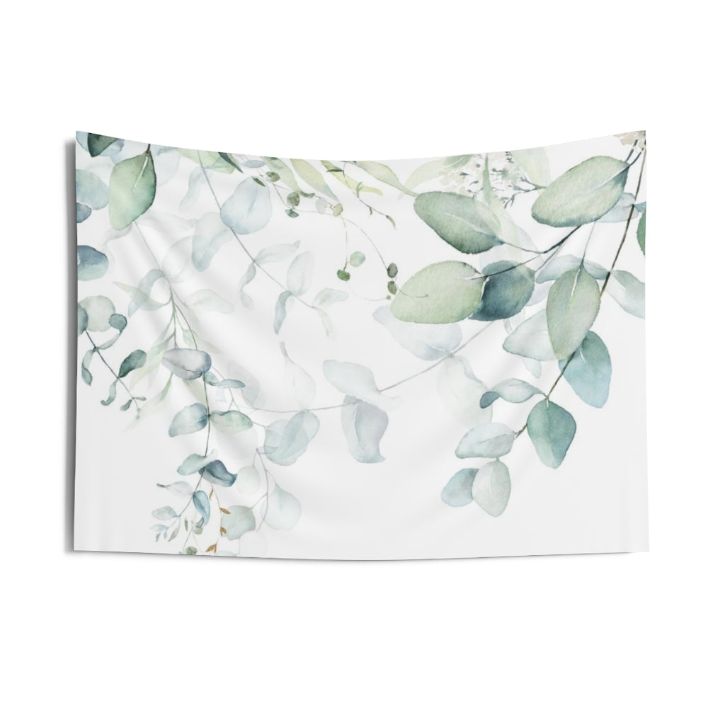 Floral Tapestry | White Green Eucalyptus Leaves