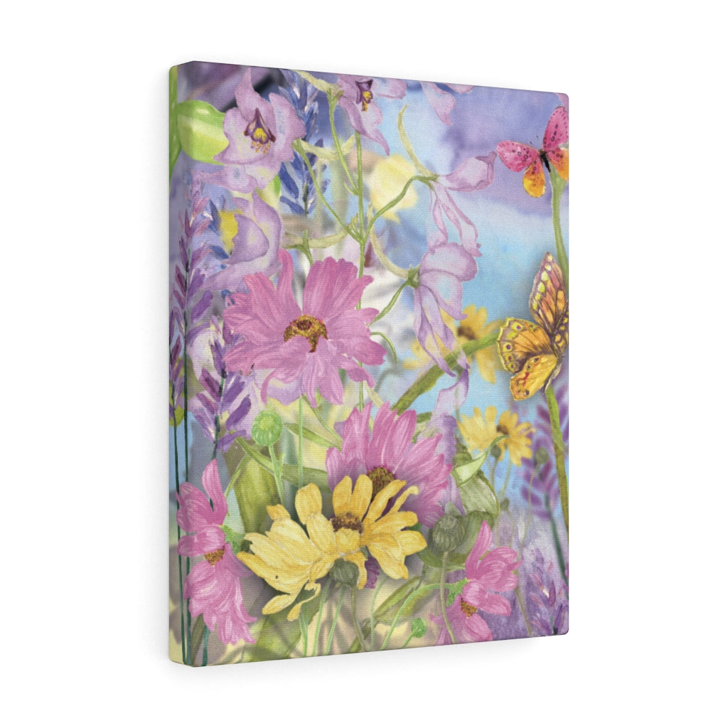 FLORAL WALL CANVAS ART | Purple Pink Yellow