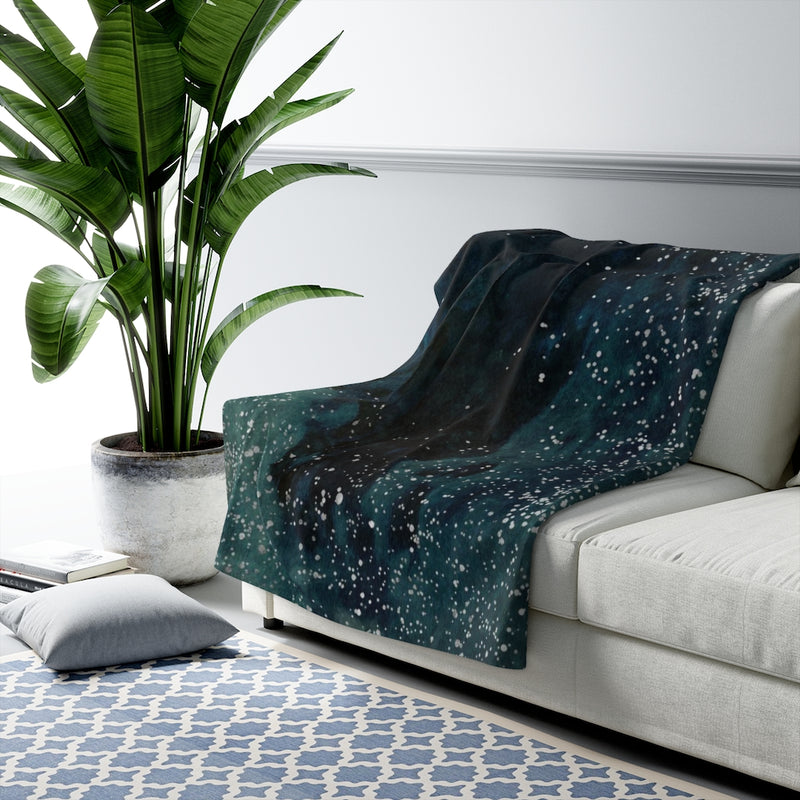 Gradient Clouds Comfy Blanket | Green Silver