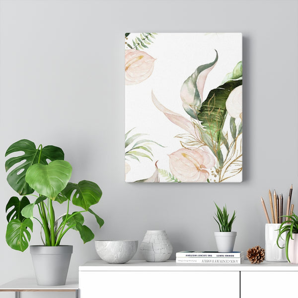 FLORAL WALL CANVAS ART | White Green Beige
