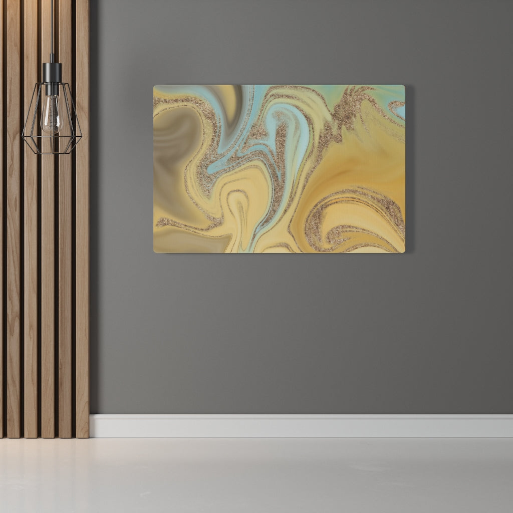 ABSTRACT WALL CANVAS ART | Mint Green Gold Yellow