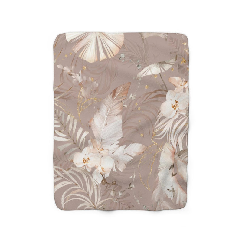 Floral Comfy Blanket | Beige Tropical Leaves