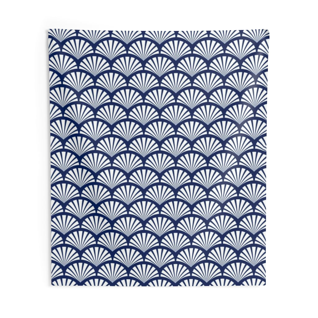 Geometric Tapestry | Navy Blue White Fan