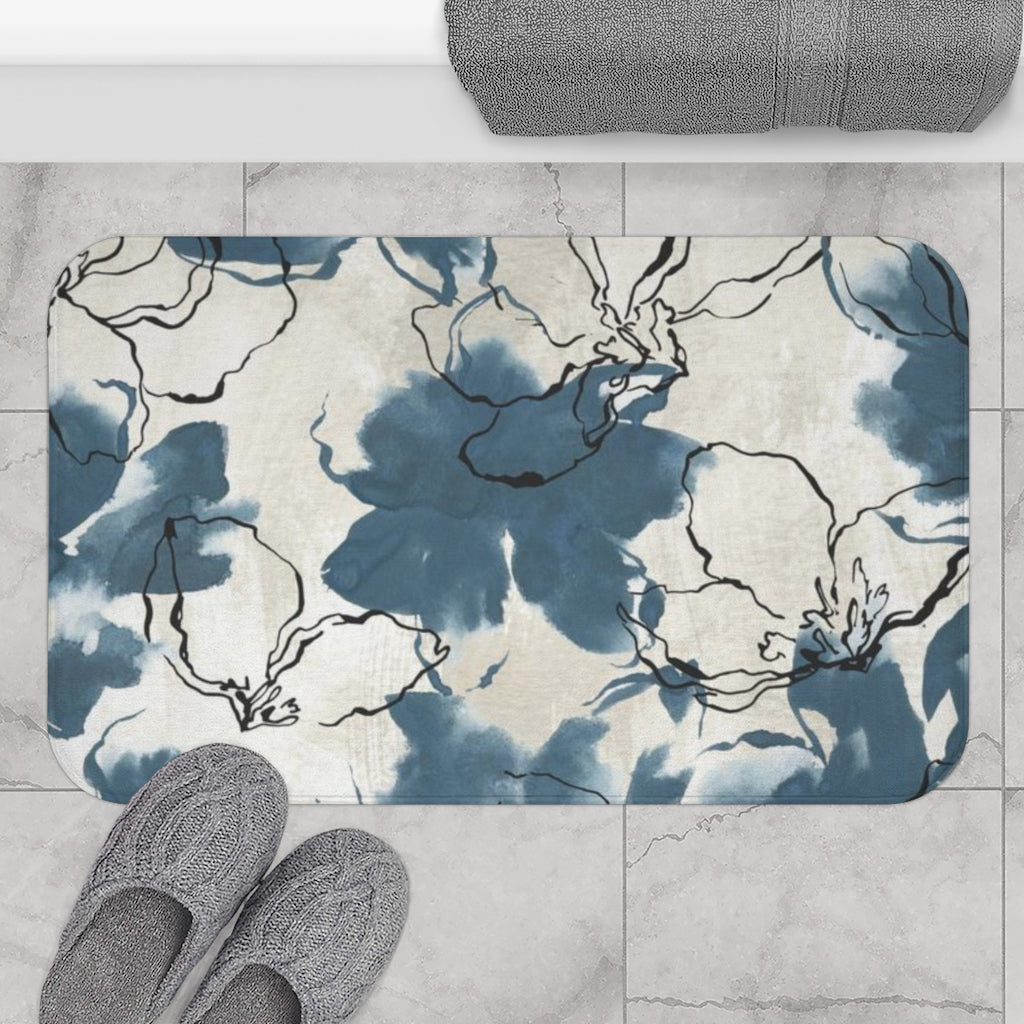 modern floral bath mat