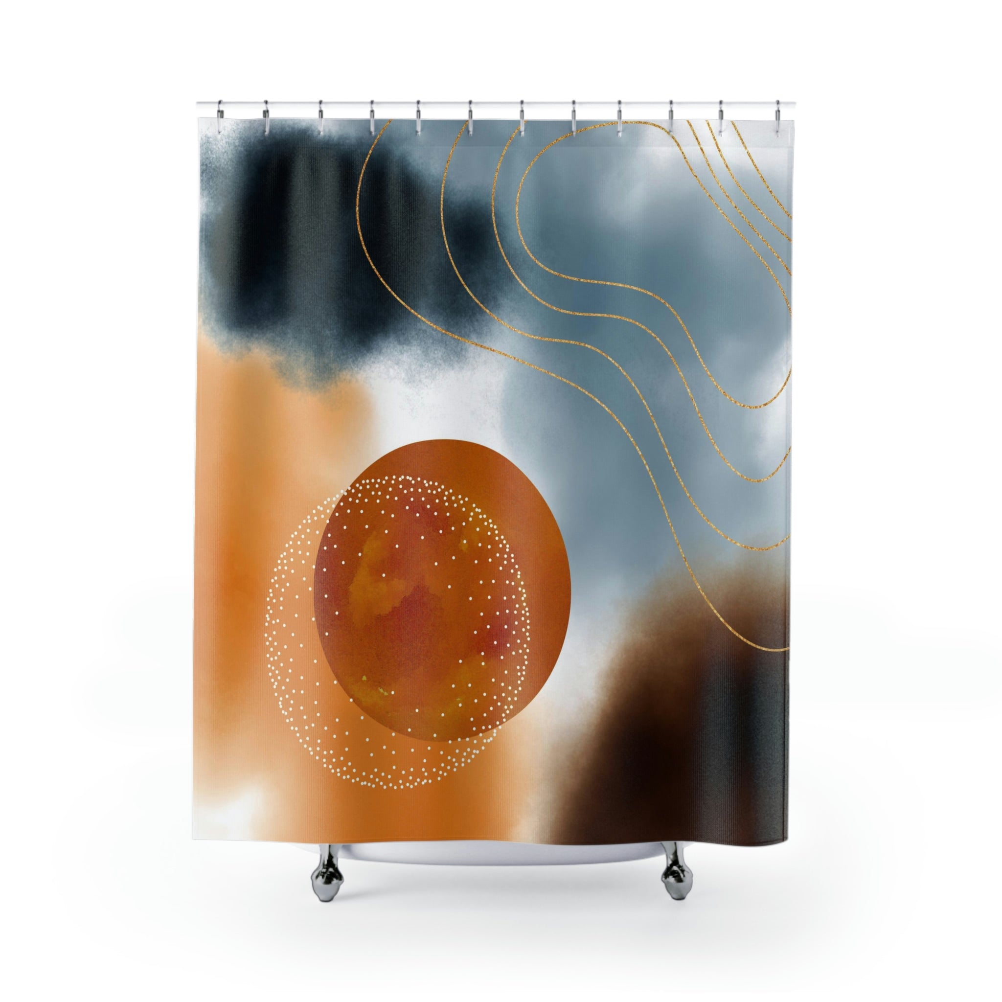 modern boho fabric shower curtain