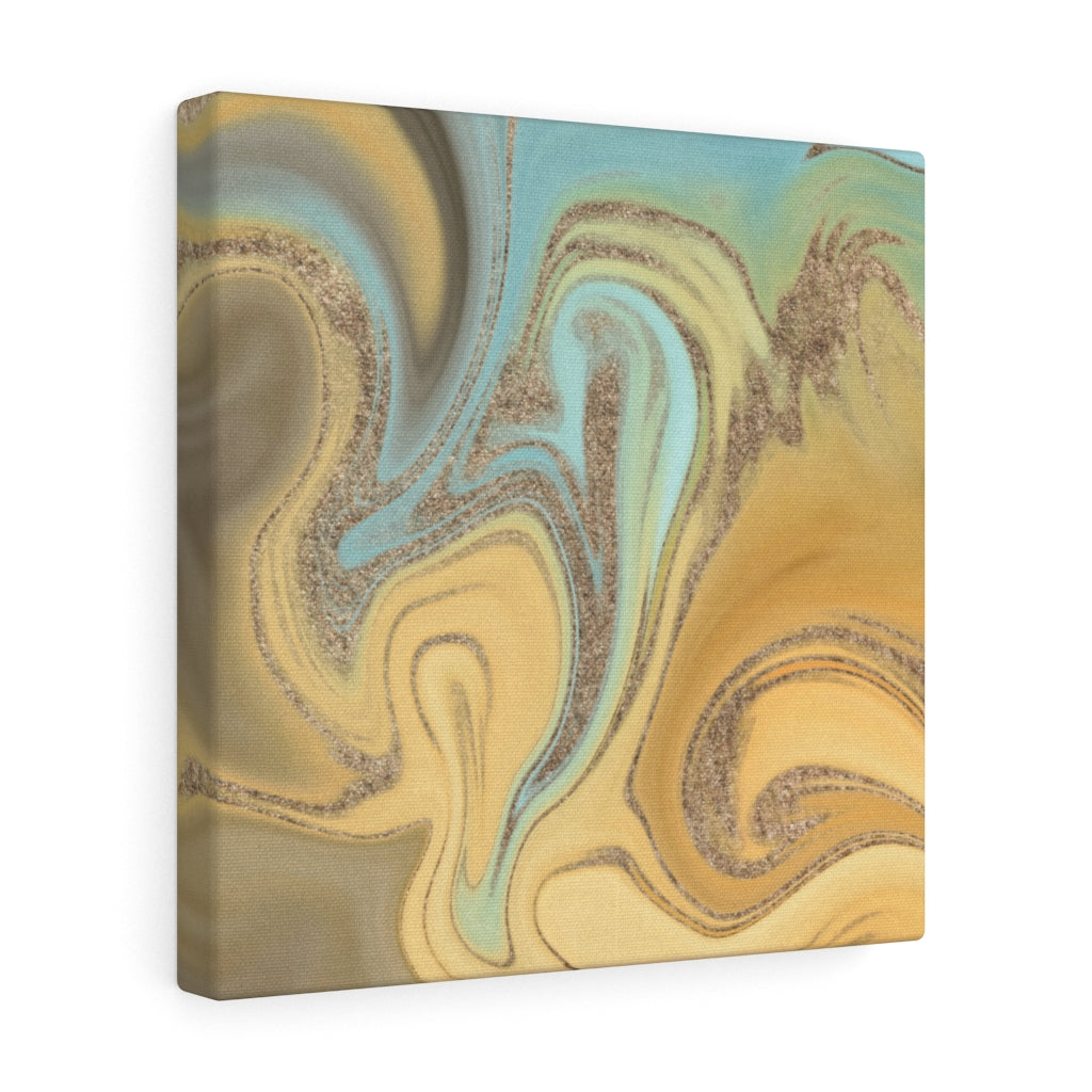 ABSTRACT WALL CANVAS ART | Mint Green Gold Yellow