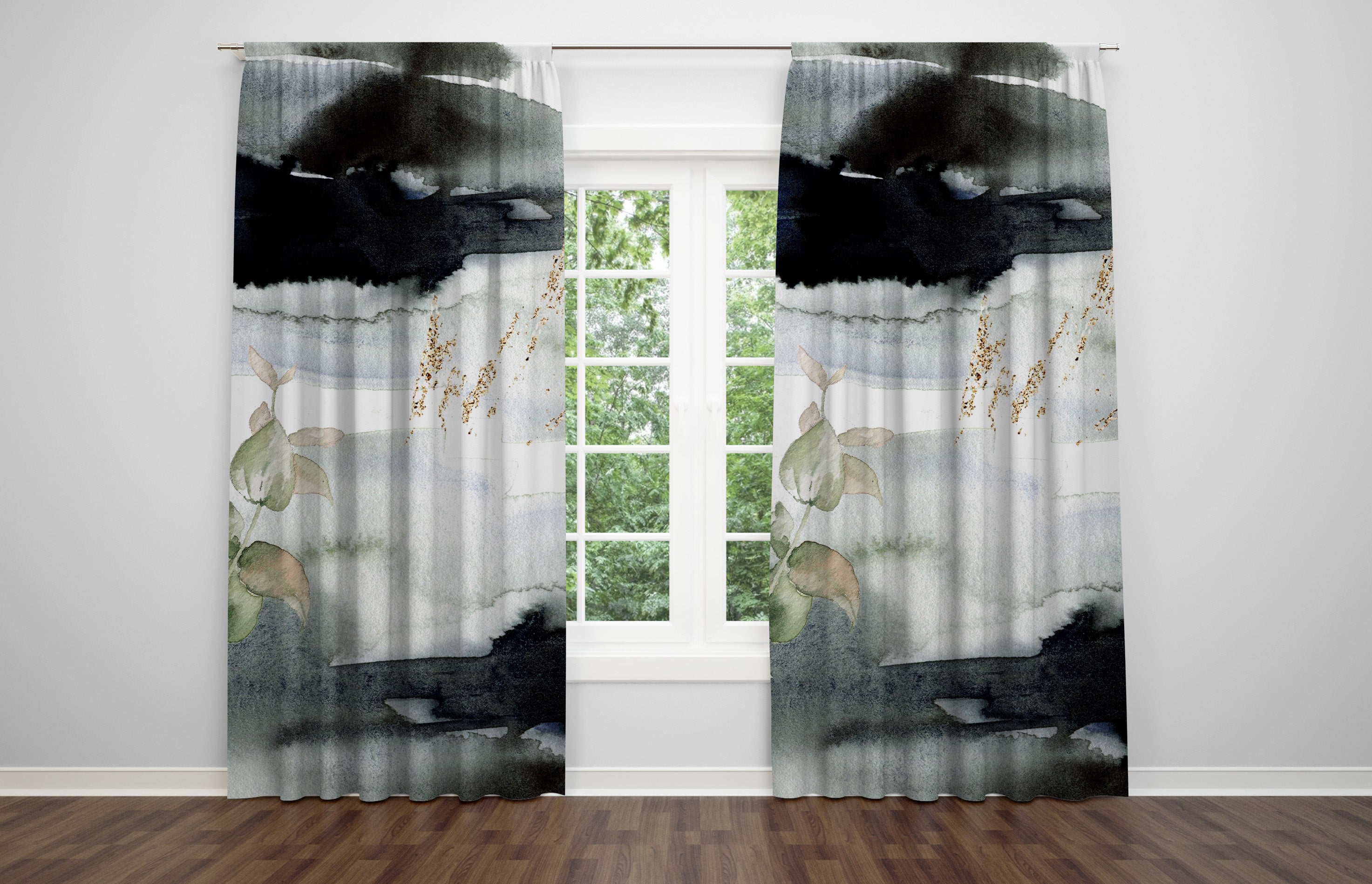 Abstract Window Curtains | Gray Ombre