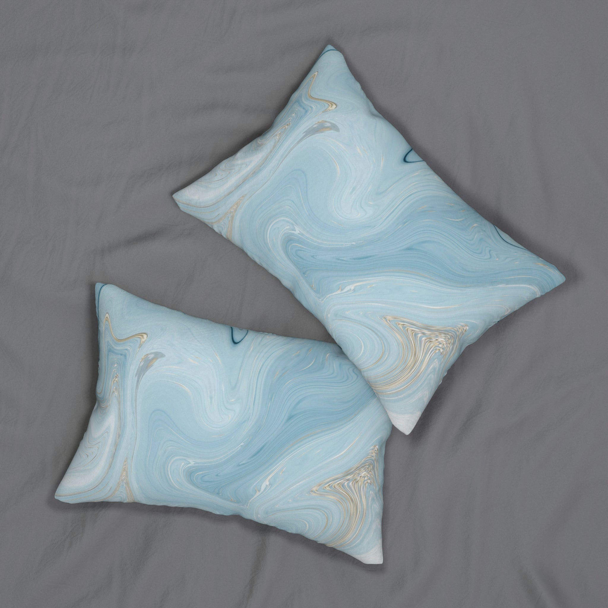 Abstract Lumbar Pillow | Pale, Sky Blue Marble Print