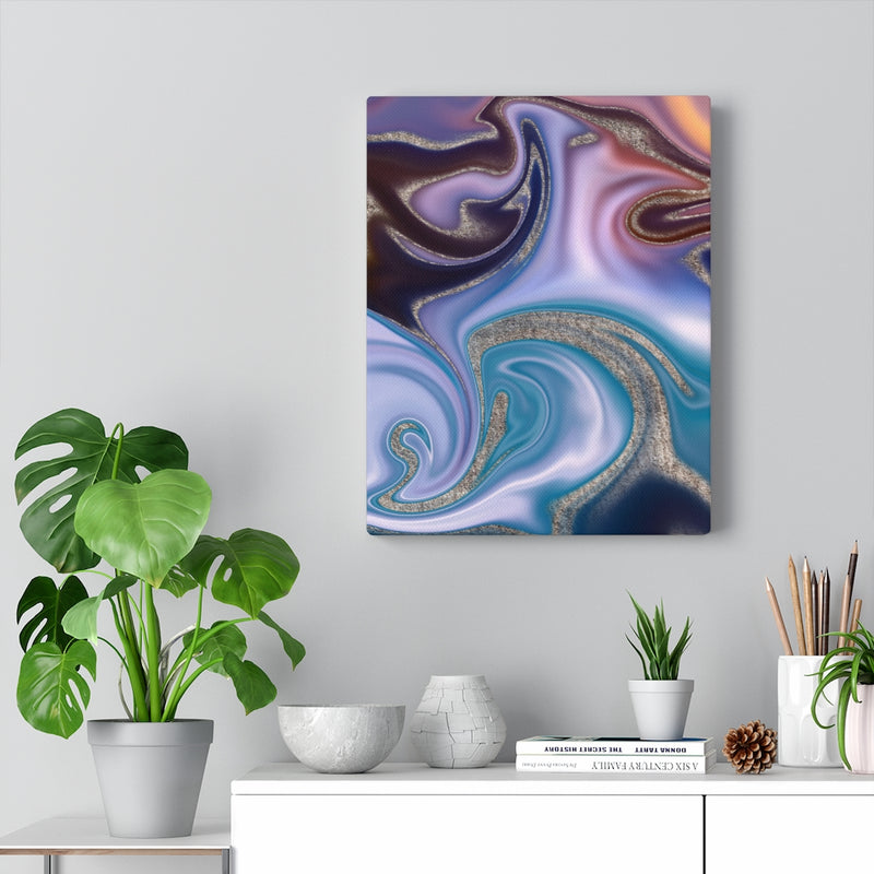 ABSTRACT WALL CANVAS ART | Purple Blue Silver