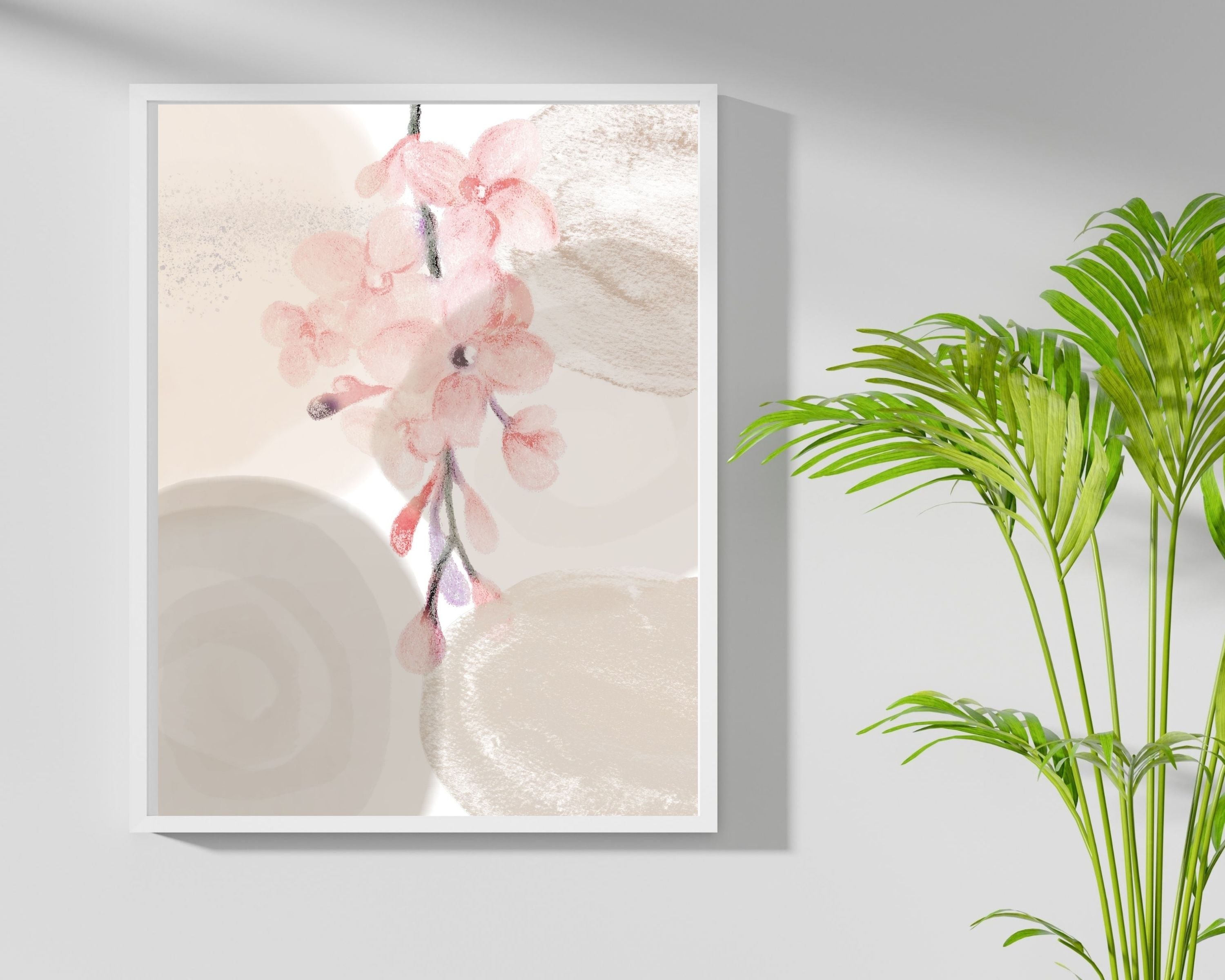 Abstract Boho Art Prints | Blush Pink Cream Floral