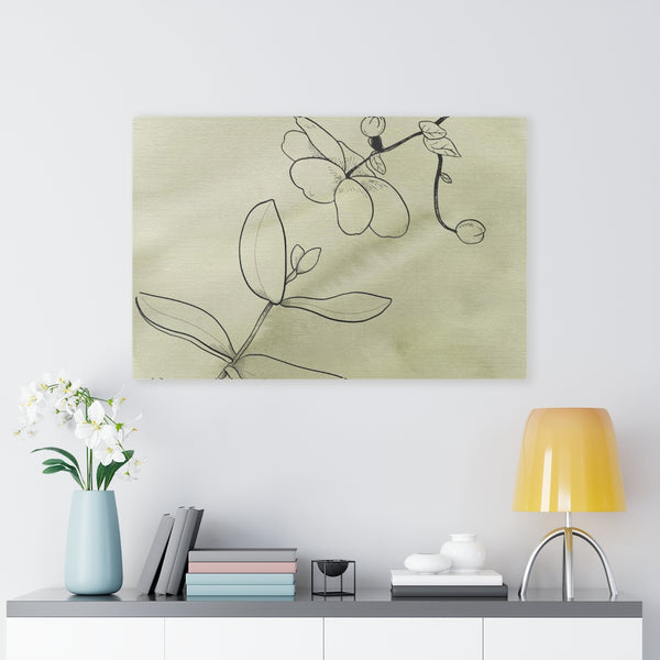 FLORAL WALL CANVAS ART | Green Line Art Flowers