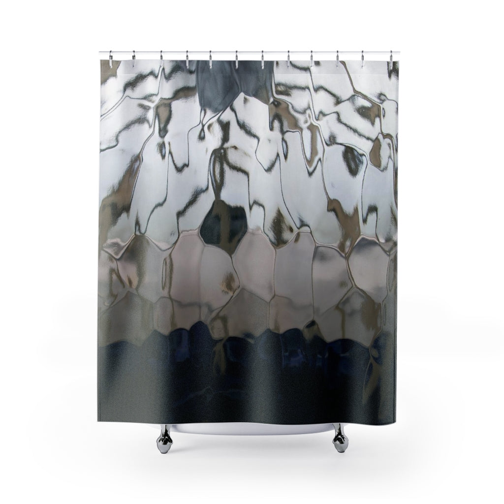 Abstract Shower Curtain | Beige Blue