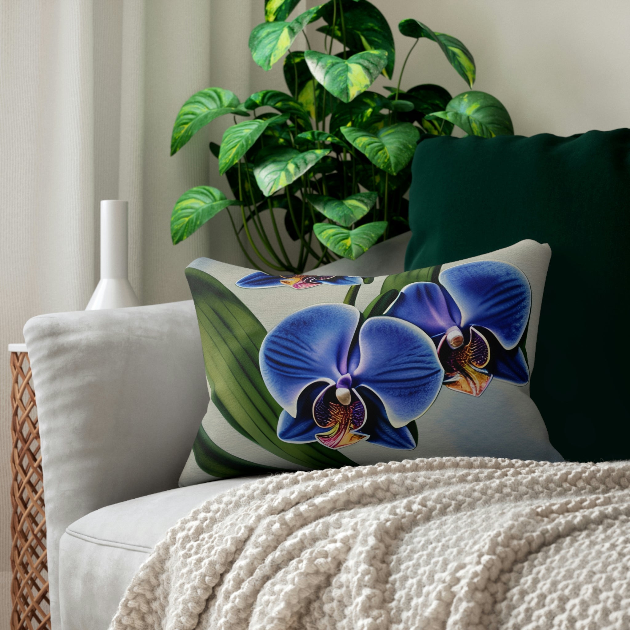 Tropical Lumbar Pillow | Blue Orchid