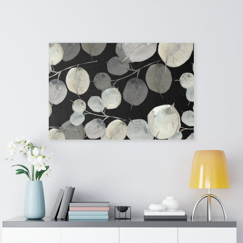 FLORAL WALL CANVAS ART | Black Grey Eucalyptus