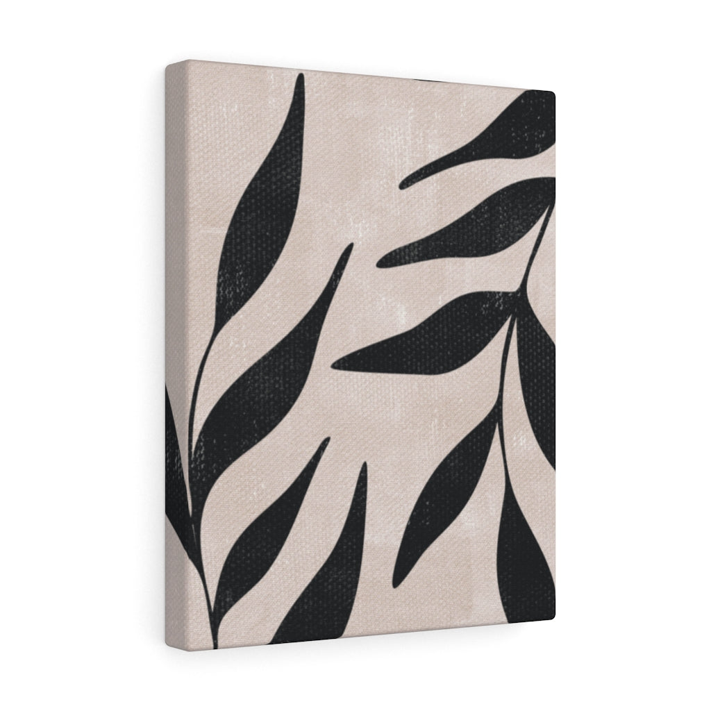 FLORAL CANVAS ART | Beige Black Leaves