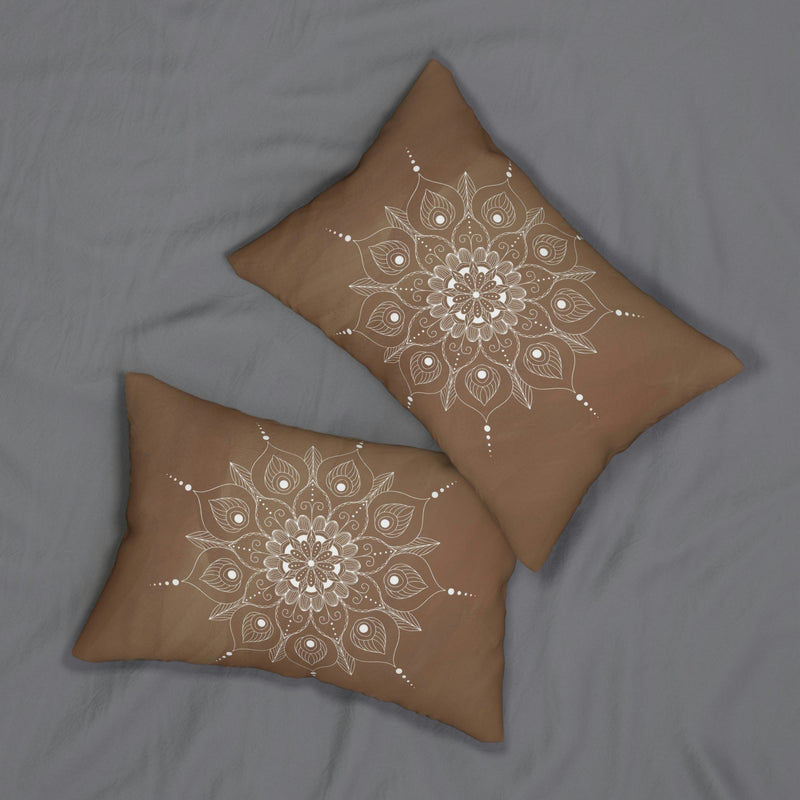 Boho Lumbar Pillow | Earthy Brown Mandala Zen