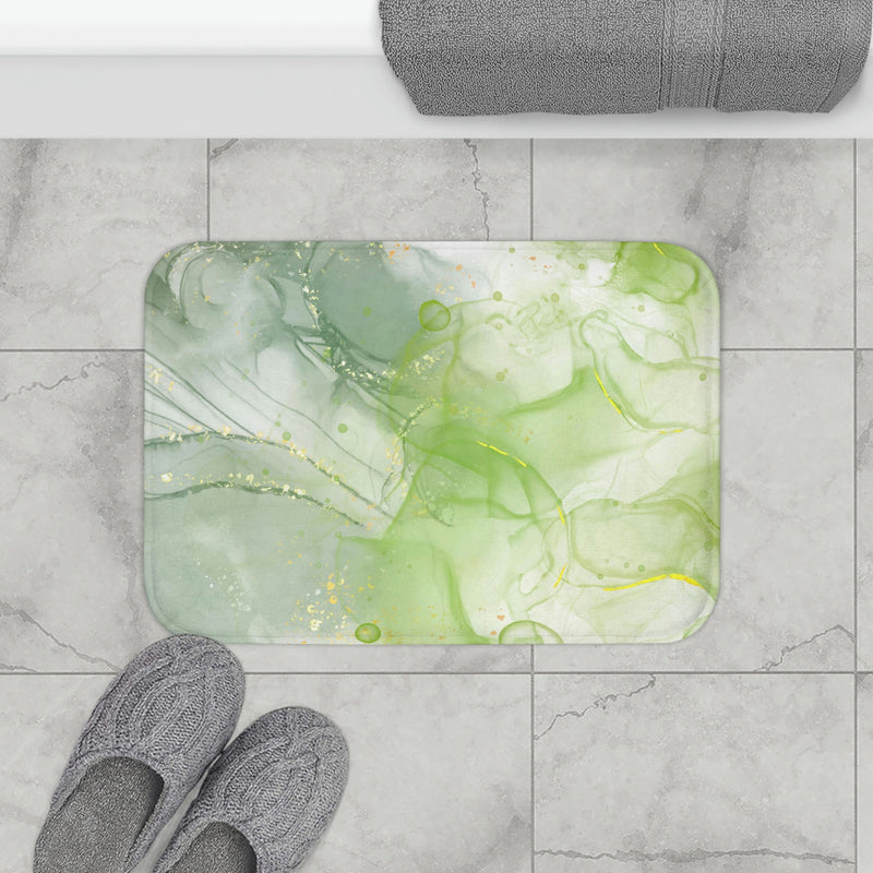 Abstract Boho Bath, Kitchen Mat | Sage Green Liquid Ink