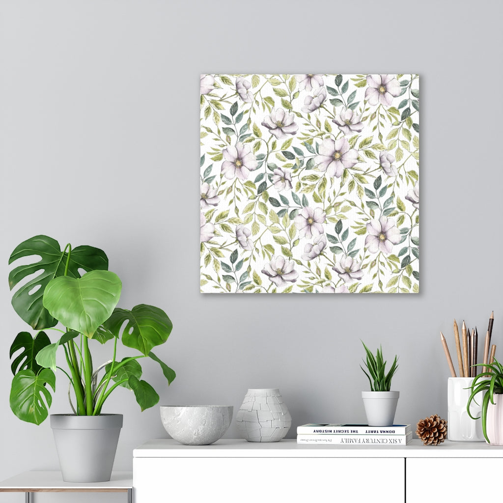 FLORAL CANVAS ART | White Green Purple