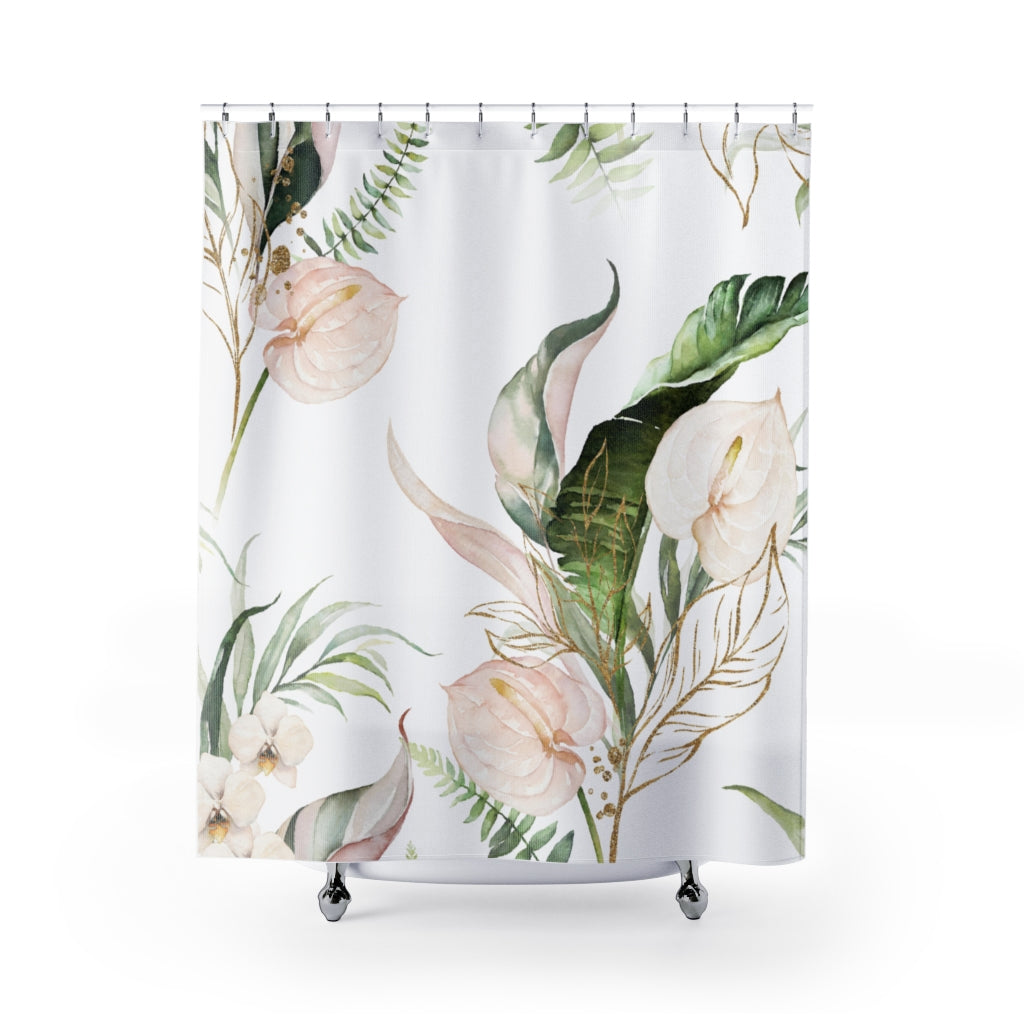 modern boho fabric shower curtain