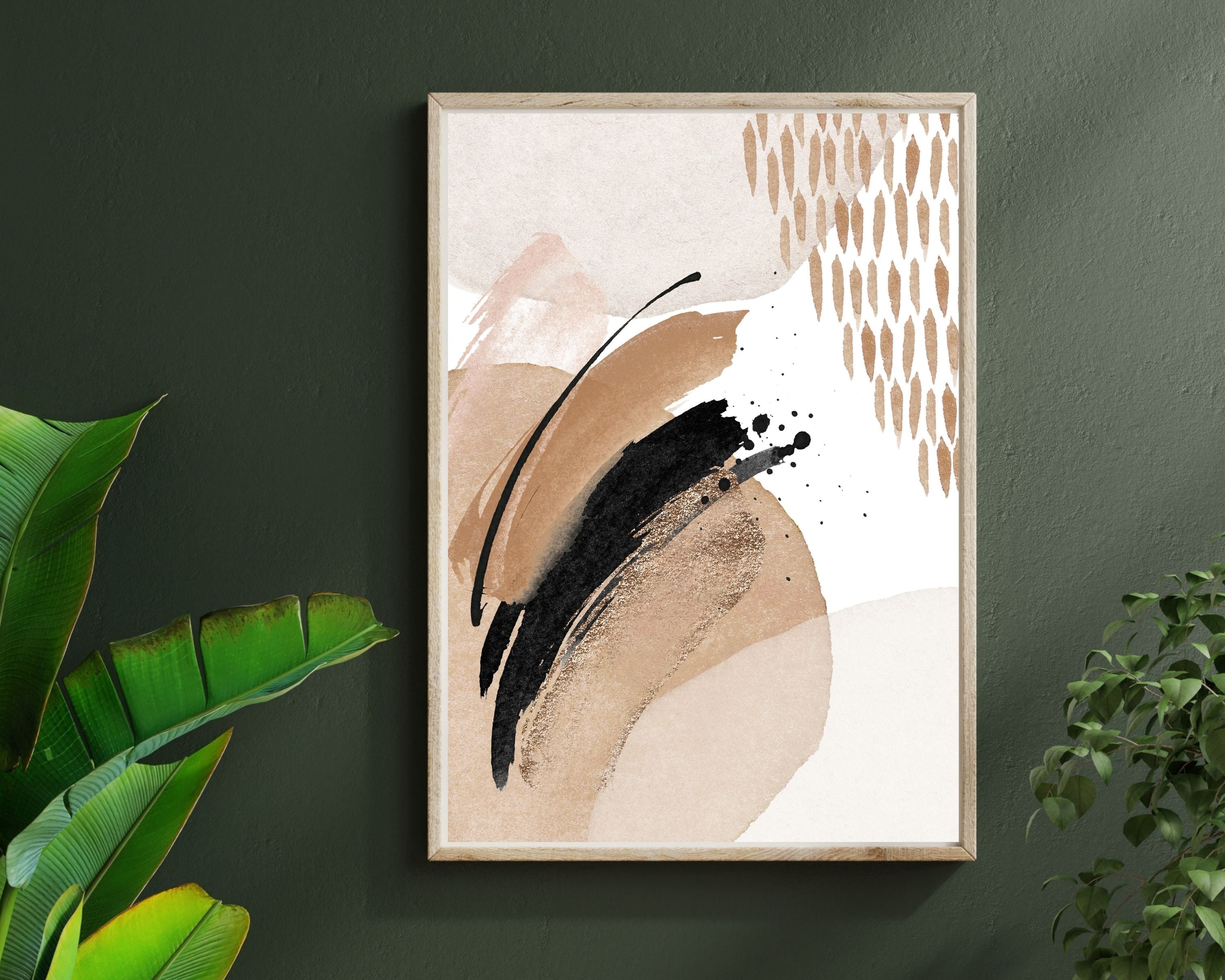 Abstract Boho Art Prints | Beige Cream Black