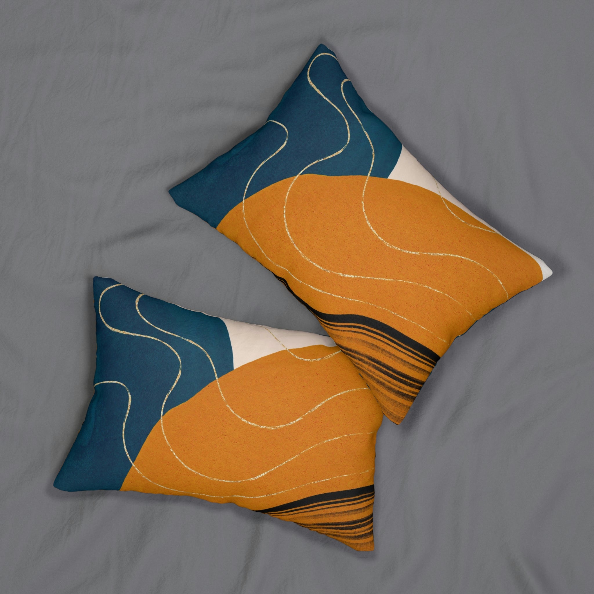 Lumbar Pillow | Abstract Navy Blue Orange