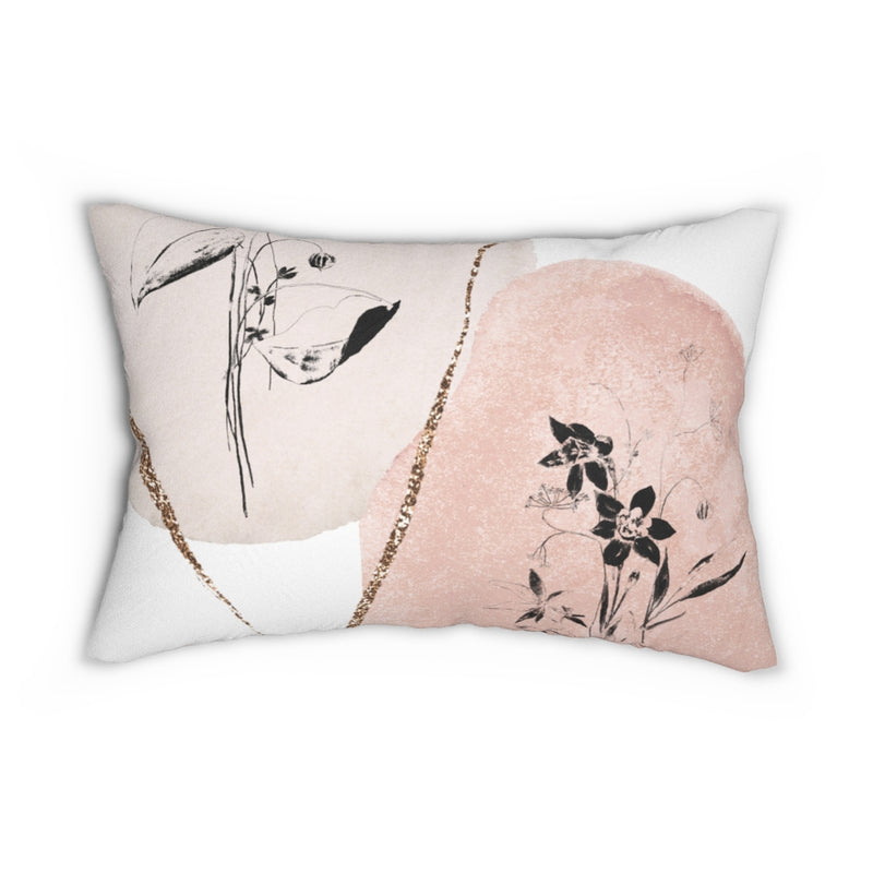 Abstract Boho Lumbar Pillow | Blush Pink Gold Beige